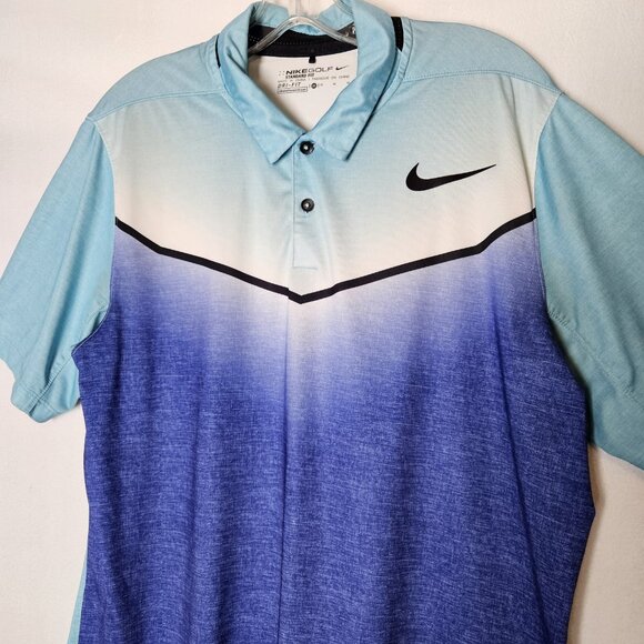 Nike Golf Mobility Fade Dri Fit Polo Shirt Mens Sz M Teal to Blue Ombre Fade - Picture 3 of 11